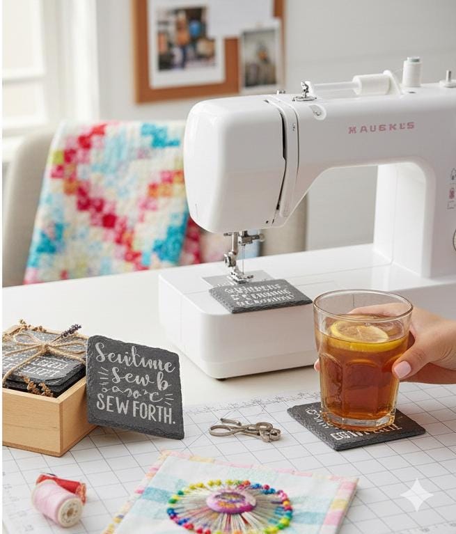 Sewing Quote Slate Coasters