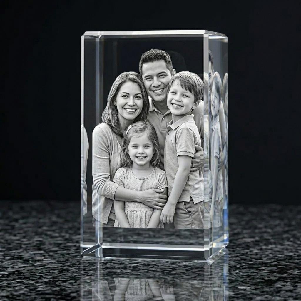 Custom 3D Photo Crystal - Personalized Laser Engraved Glass Gift