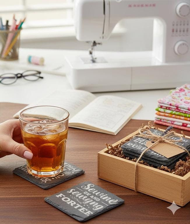 Sewing Quote Slate Coasters