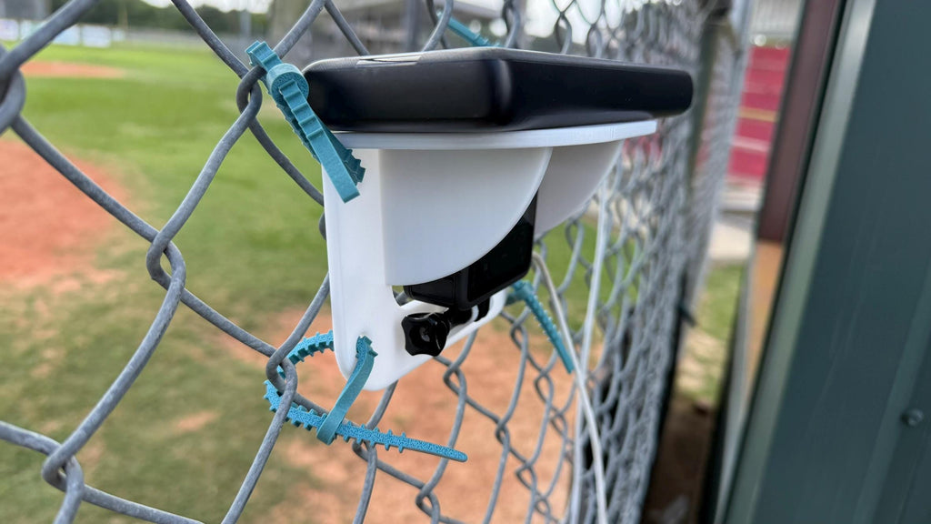 GoPro Chain-Link Fence Mount for Baseball | Shade Cover + Power Bank Shelf | GameChanger Streaming Ready