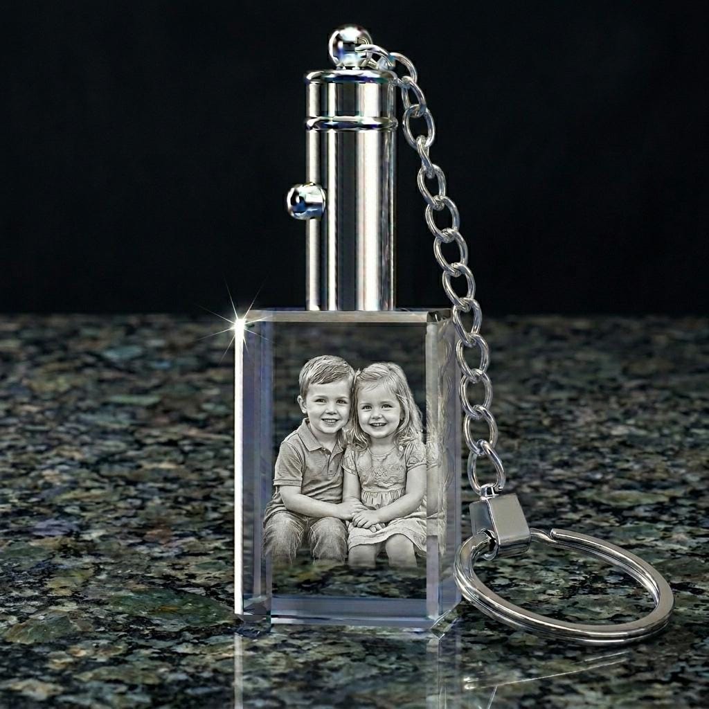 Custom 3D Photo Crystal - Personalized Laser Engraved Glass Gift