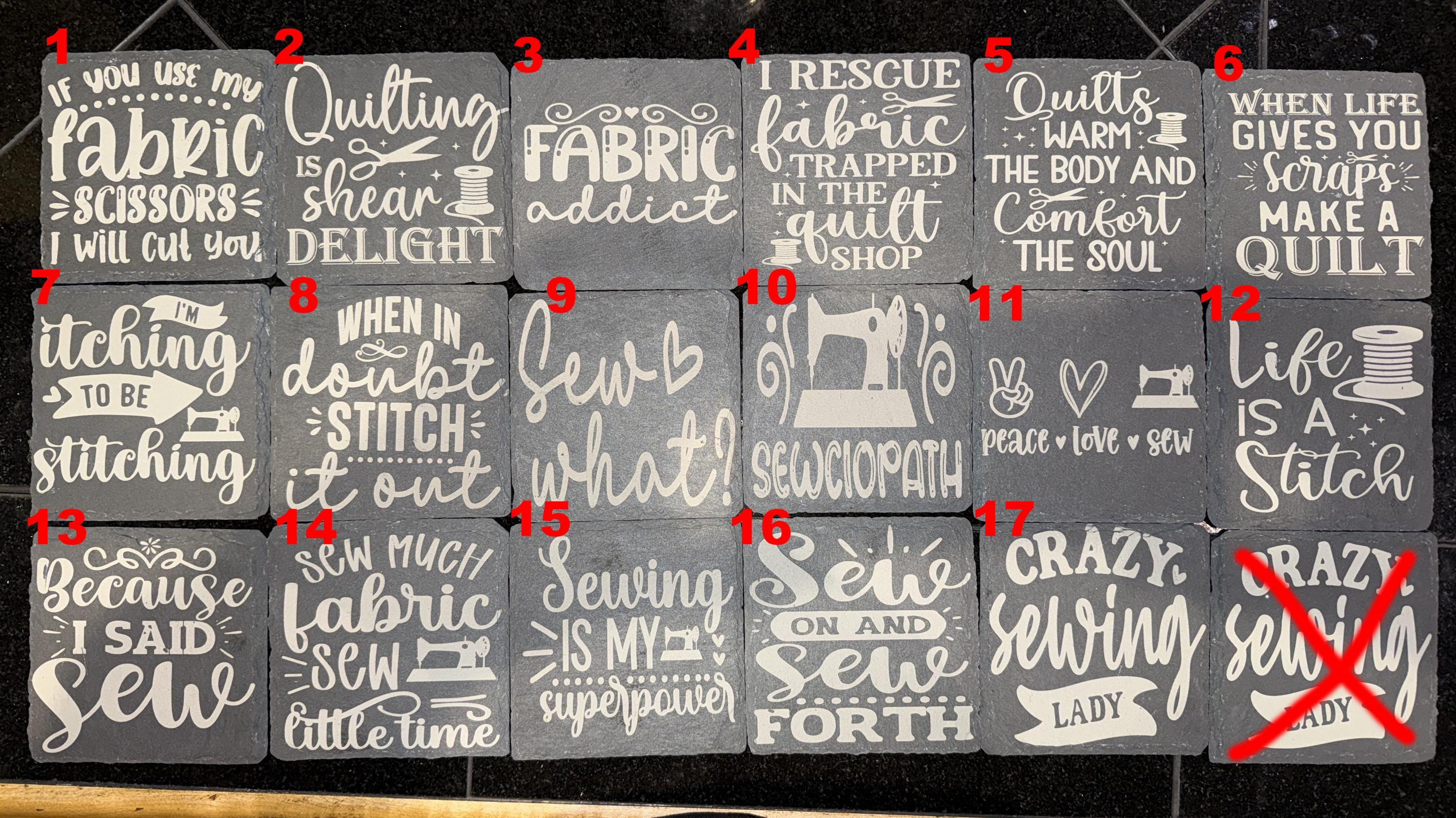 Sewing Quote Slate Coasters